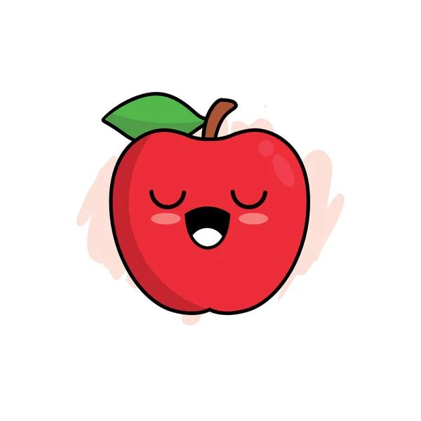 Cartoon Cute Apple Character Design Apple Icon Illustration Template Vector - Stok Vektor