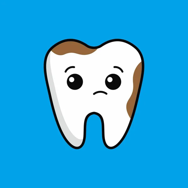 Cartoon Cute Dirty Teeth Character Design Teeth Icon Illustration Template — Stock Vector
