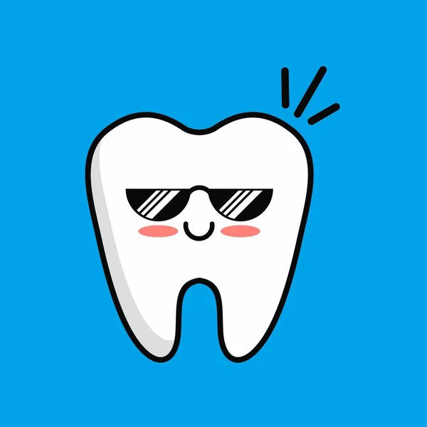Cartoon Cute Cool Teeth Character Design Teeth Icon Illustration Template — Stock Vector