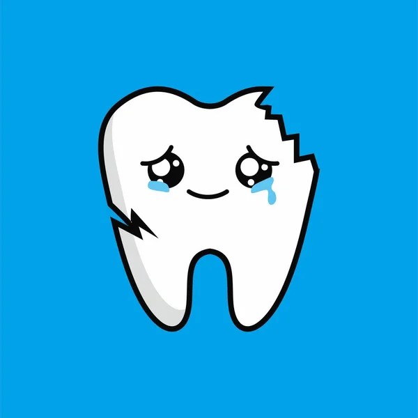 Cartoon Cute Crack Teeth Character Design Teeth Icon Illustration Template — Stock Vector
