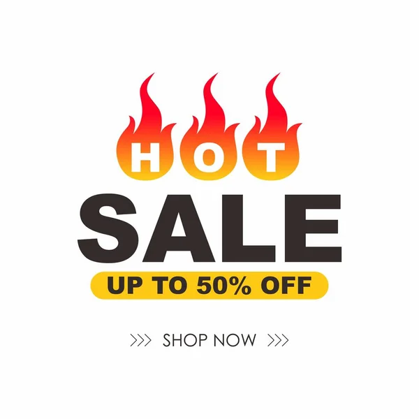 Hot Sale Sign Shape Banner Fire Design Zniżka Baner Szablon — Wektor stockowy