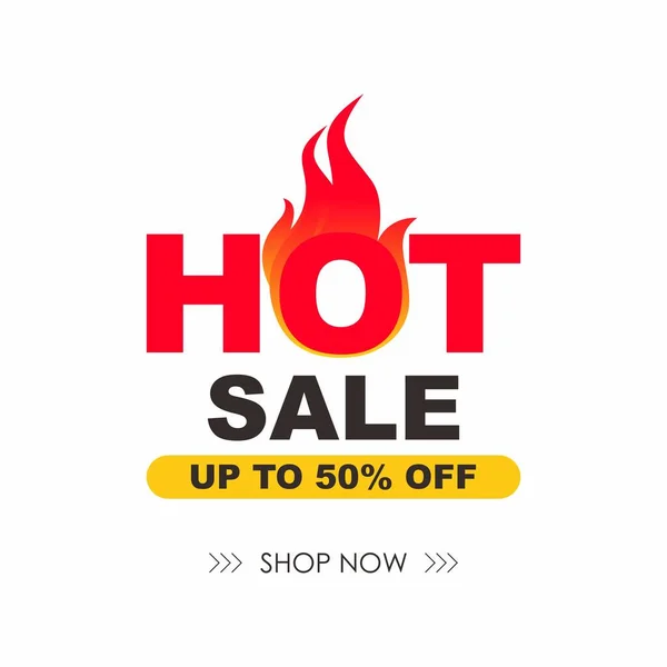 Hot Sale Sign Shape Banner with Fire Design, Discount Banner Template Vector for advertising, social media, web banner