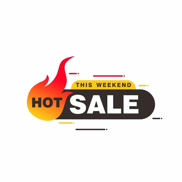 Hot Sale Sign Shape Banner Com Fire Design Discount Banner —  Vetores de Stock