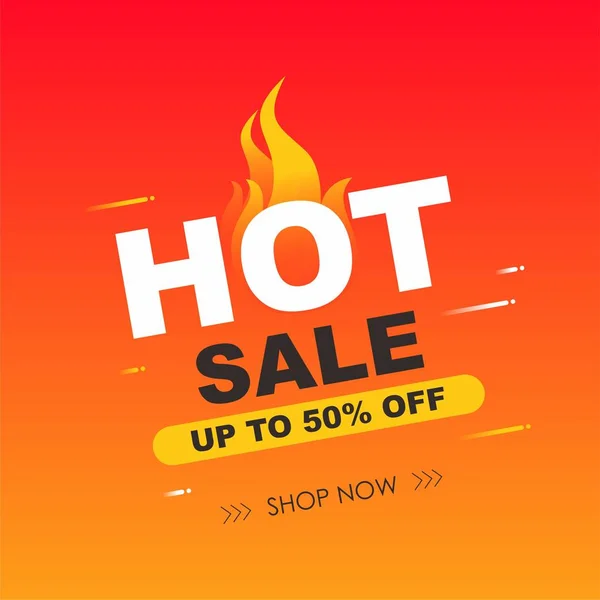 Hot Sale Sign Shape Banner Com Fire Design Discount Banner —  Vetores de Stock