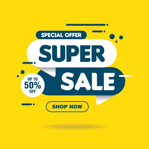 Simple Super Sale Sign Shape Banner Yellow Fone Design Discount — стоковый вектор