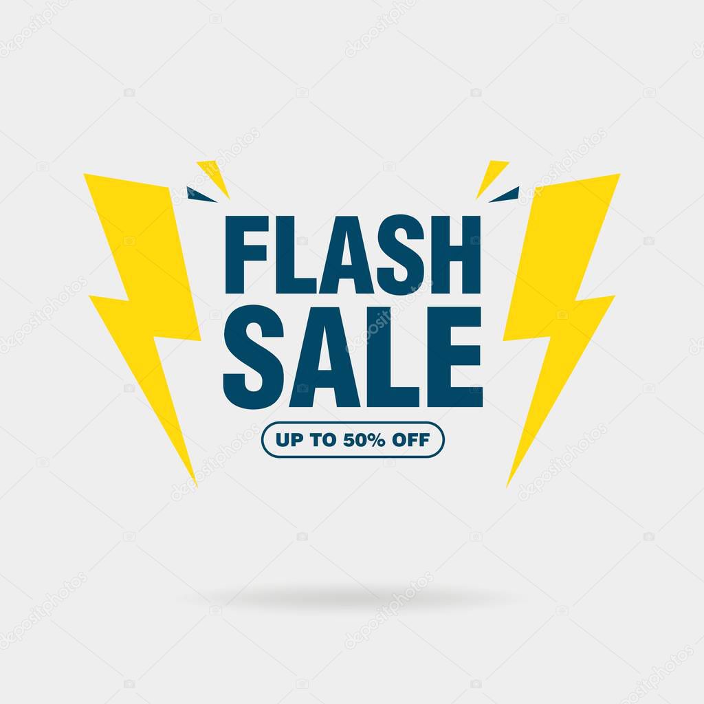 Simple Flat Flash Sale Letter Sign Shape Banner Design, Discount Banner Template Vector for advertising, social media, web banner