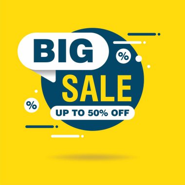 Basit Düz Satış Harfleri Tabela Şablon Tasarımı, Reklam için İndirim Sancak Şablonu Vektörü, Sosyal medya, İnternet afişi