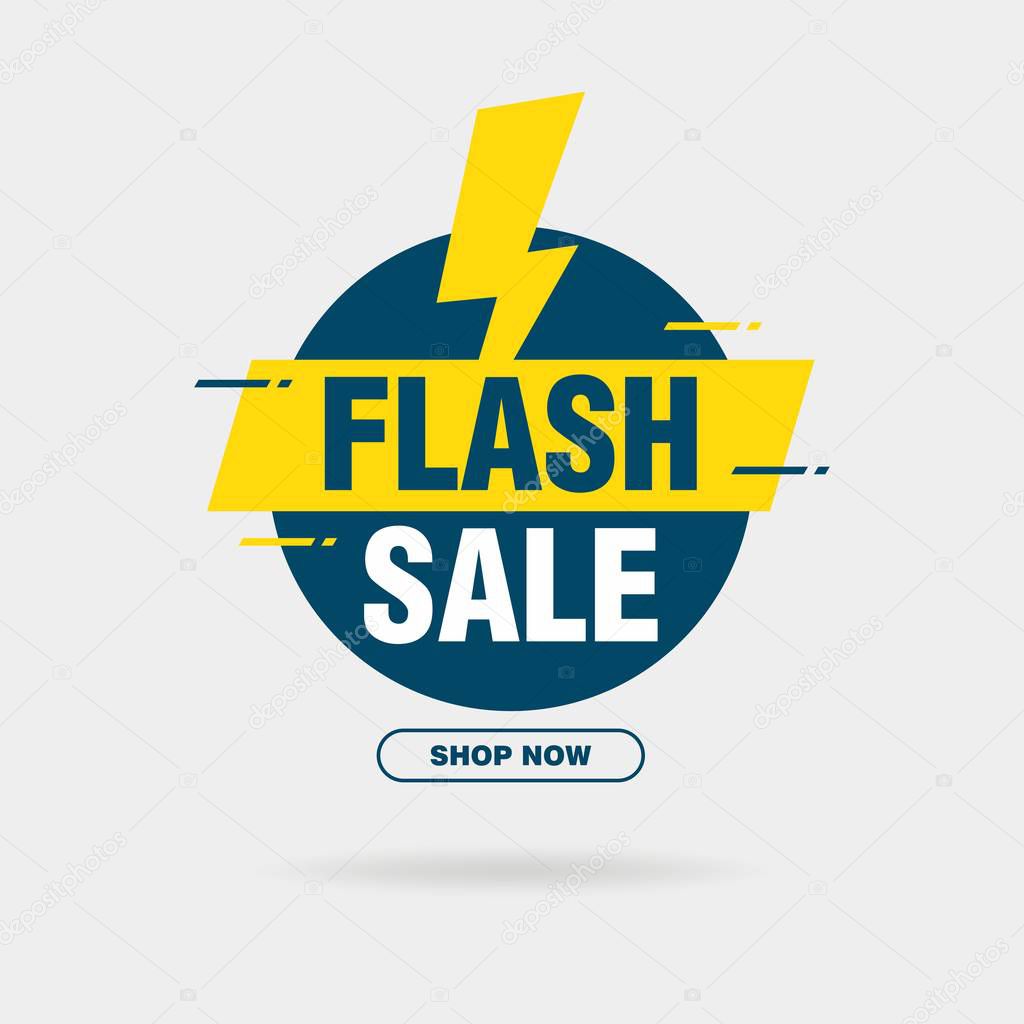 Simple Flat Flash Sale Letter Sign Shape Banner Design, Discount Banner Template Vector for advertising, social media, web banner