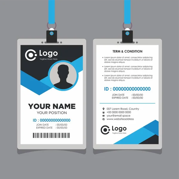 Simple Clean Blue Black Card Design Professional Identity Card Template — стоковый вектор