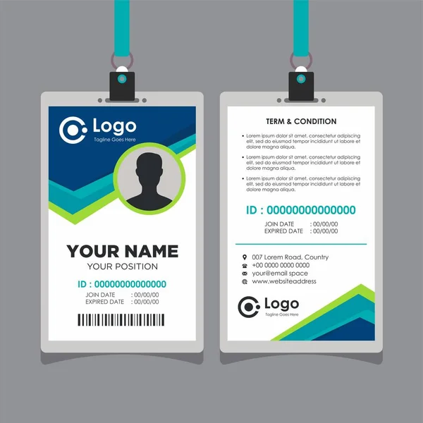 Abstract Geometric Blue Green Card Design Professional Identity Card Template — Διανυσματικό Αρχείο