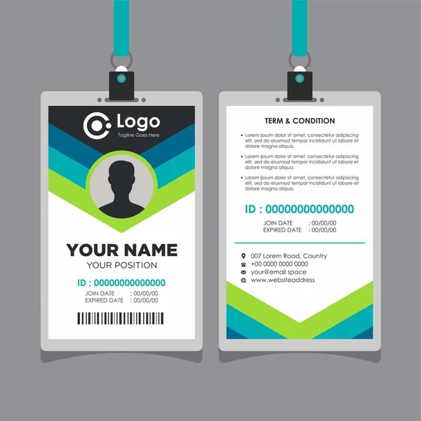 Abstrakt Geometriskt Blått Och Grönt Kort Design Professional Identity Card — Stock vektor