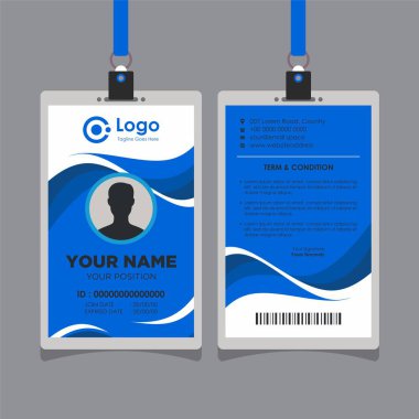 Abstract Blue Wave Id Card Design, Professional Identity Card Template Vector for Employee and Others clipart