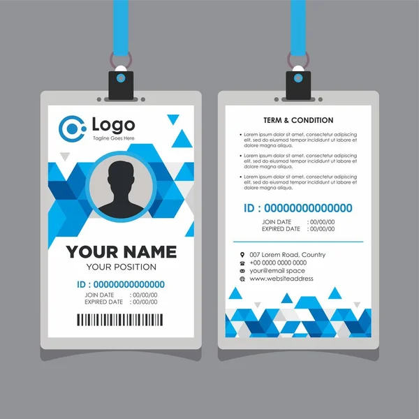 Abstract Triangle Geometric Blue Card Design Professional Identity Card Template — стоковый вектор