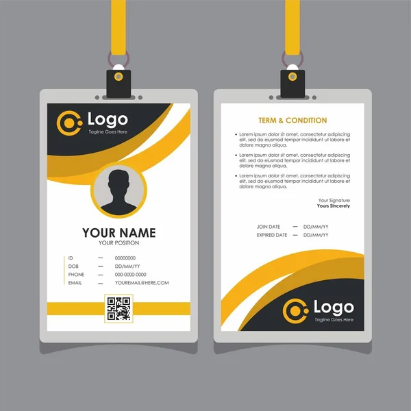 Abstract Curve Yellow Card Design Professional Identity Card Template Vector — Stock Vector