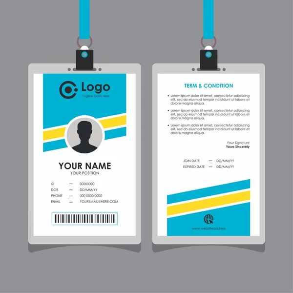 Simples Plano Azul Amarelo Line Card Design Professional Identity Card —  Vetores de Stock