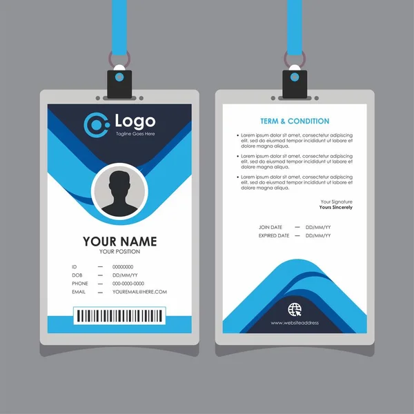 Abstrakt Platt Blå Kort Design Professional Identity Card Mall Vector — Stock vektor