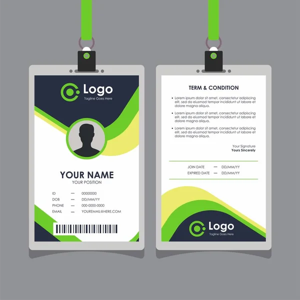 Abstract Flat Green Card Design Professional Identity Card Template Vector — стоковый вектор