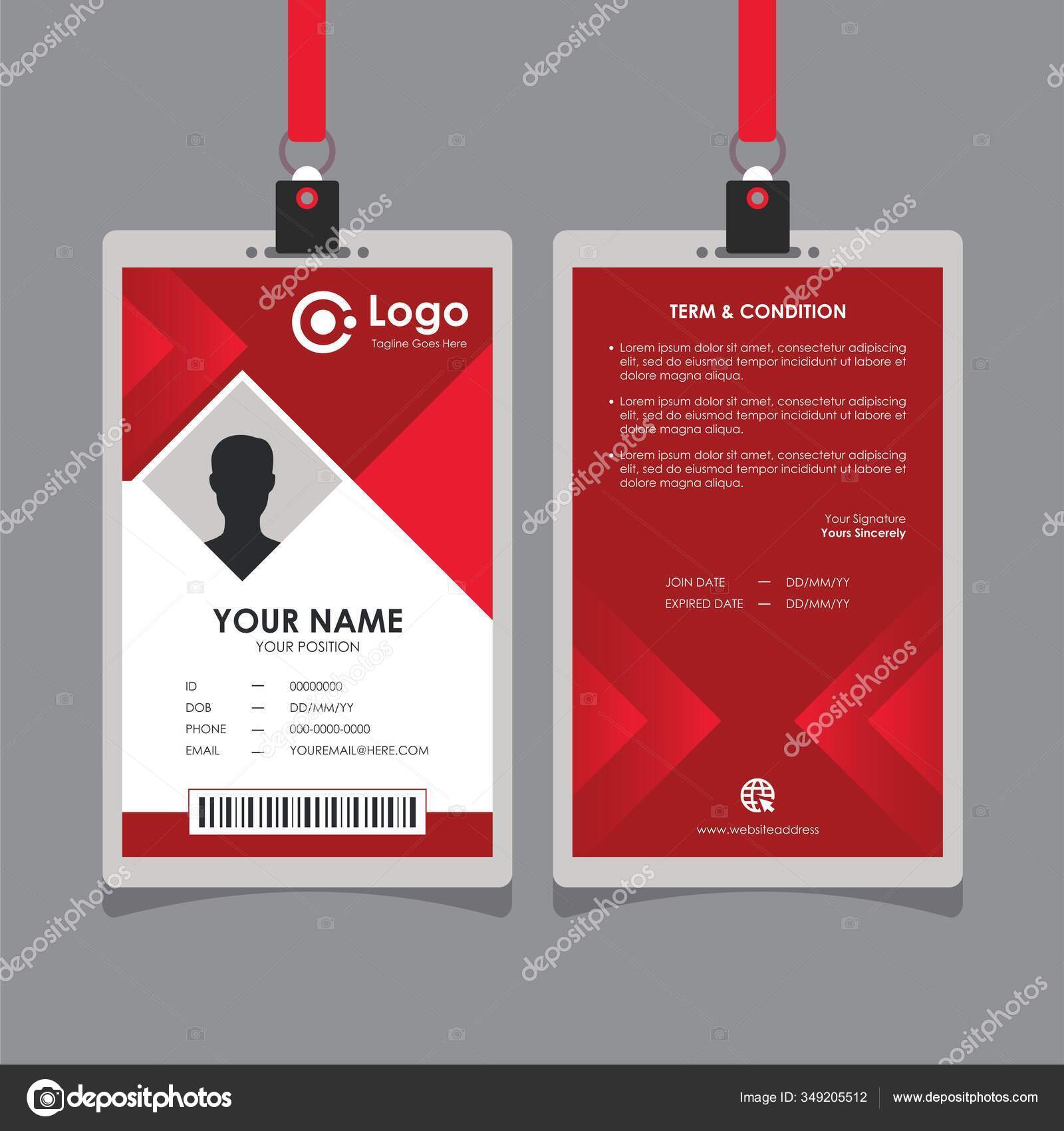 Abstract Simple Geometric Red Card Design Professional Identity Within Sample Of Id Card Template