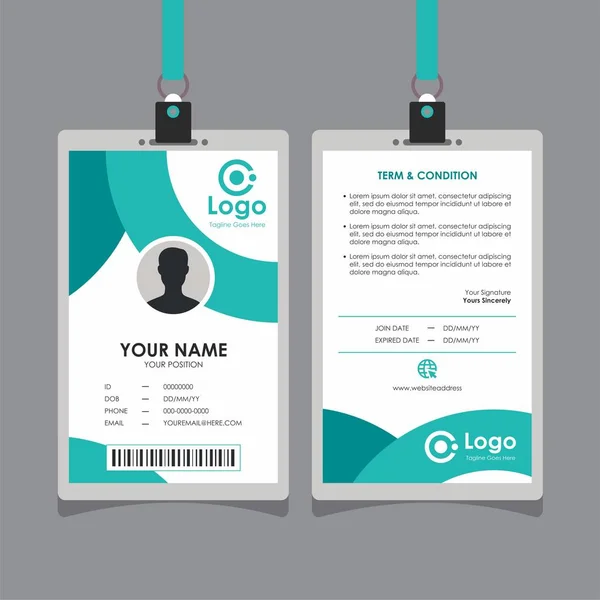 Abstract Simple Curve Turquoise Green Card Design Professional Identity Card — Stockvector