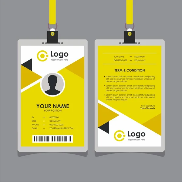 Abstract Simple Geometric Yellow Card Design Professional Identity Card Template — Stock Vector