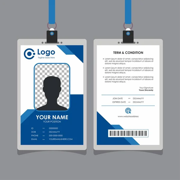 Résumé Conception Simple Carte Identité Bleue Géométrique Modèle Carte Identité — Image vectorielle