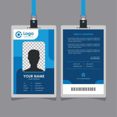 Abstract Simple Blue Id Card Design, Professional Identity Card Template Vector for Employee and Others clipart