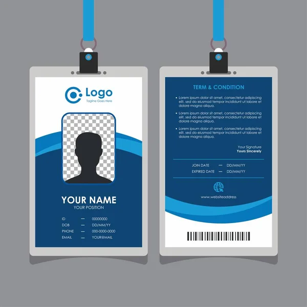 Simple Abstract Blue Curve Card Design Professional Identity Card Template — стоковый вектор