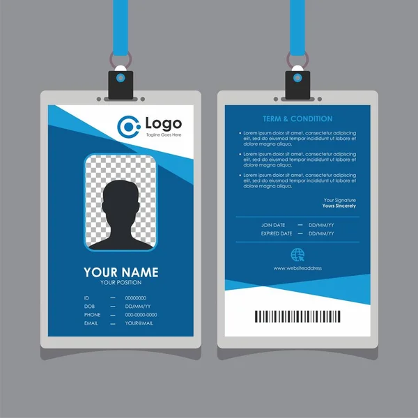 Simple Abstract Geometric Blue Card Design Professional Identity Card Template — стоковый вектор