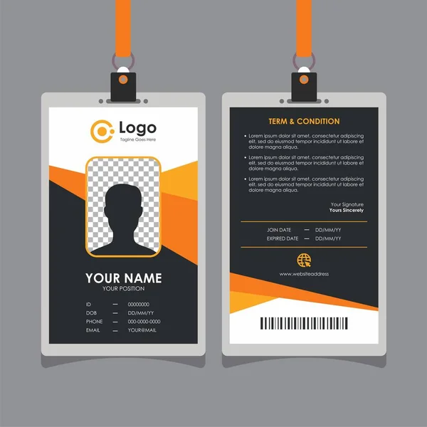 Simple Abstract Geometric Orange Black Card Design Professional Identity Card — Stock Vector