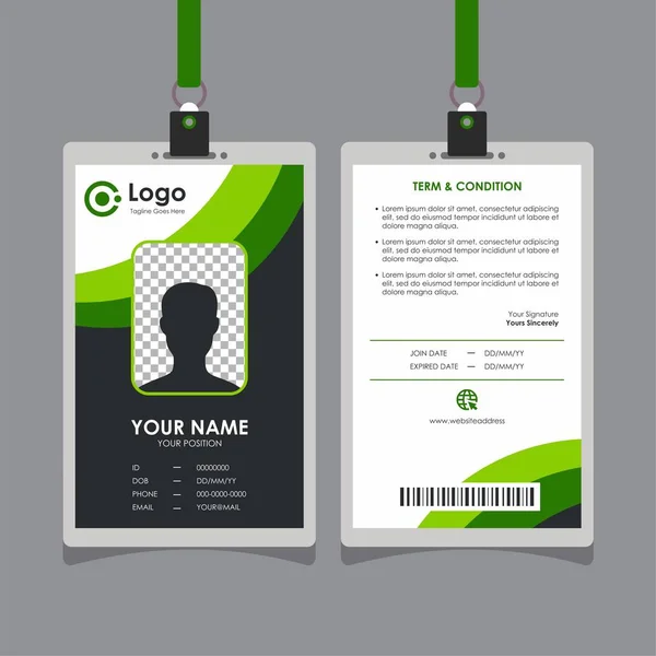 Απλή Καθαρή Πράσινη Ταυτότητα Σχεδιασμού Καρτών Επαγγελματική Ταυτότητα Πρότυπο Vector — Διανυσματικό Αρχείο