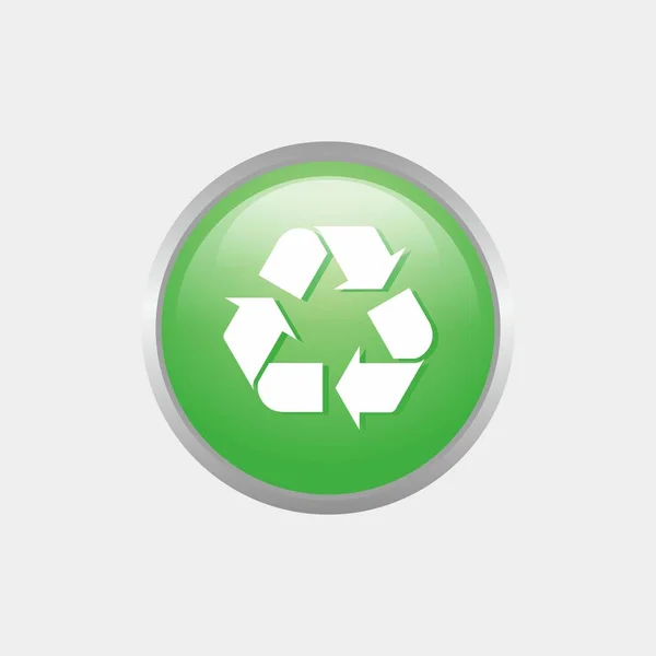 Einfaches Recycling Hochglanz Symbol Mit Grünem Farbdesign Kreis Hochglanz Tasten — Stockvektor