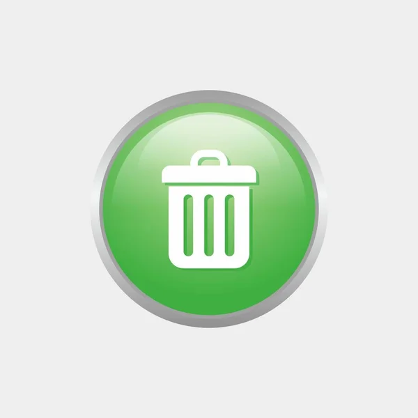 简单的垃圾光泽图标与绿色的设计 圆形光泽按钮向量网站 — 图库矢量图片