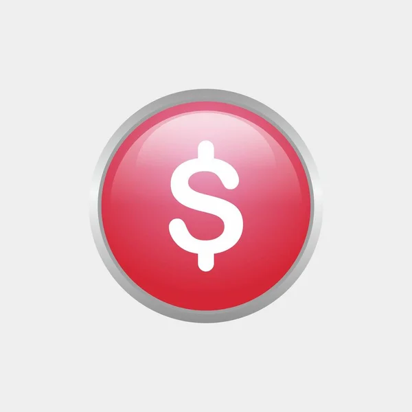 Simple Icono Brillante Dólar Con Diseño Color Rojo Círculo Brillante — Archivo Imágenes Vectoriales