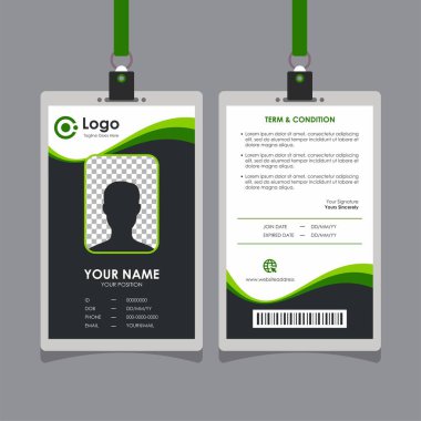 Simple Abstract Green and Black Id Card Design, Professional Identity Card Template Vector for Employee and Others clipart