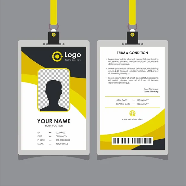 Simple Clean Yellow Curve Card Design Professional Identity Card Template — Stock Vector