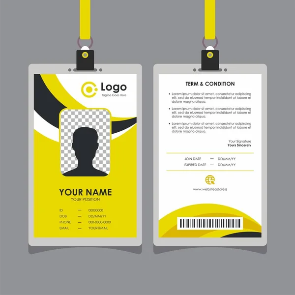 Simple Clean Yellow Curve Card Design Professional Identity Card Template — Stock Vector