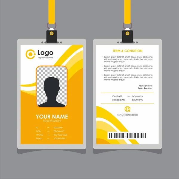 Simple Abstract Yellow Wave Card Design Professional Identity Card Template — Stock Vector