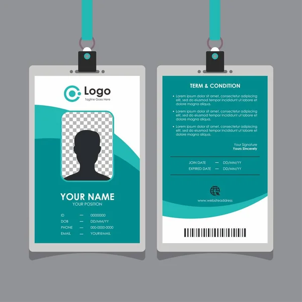 Simple Clean Turquoise Curve Card Design Professional Identity Card Template — Stock Vector