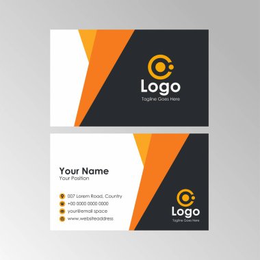 Turuncu ve Siyah renk tasarımlı basit soyut Geometrik kartvizit, profesyonel isim kartı şablonu