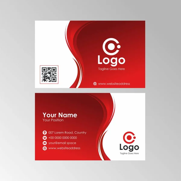 Απλή Αφηρημένη Κύμα Επαγγελματική Κάρτα Κόκκινο Χρώμα Σχεδιασμού Επαγγελματικό Όνομα — Διανυσματικό Αρχείο