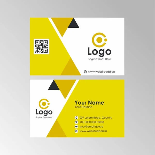 黄色の色のデザインのシンプルな新鮮なきれいな幾何学的なビジネスカード プロの名前カードテンプレートベクトル — ストックベクタ