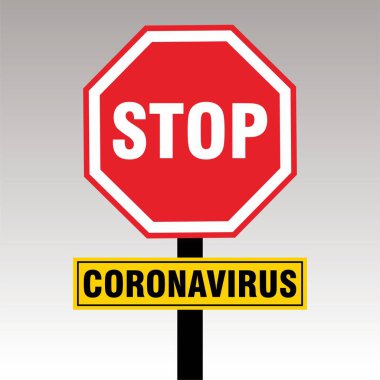 Corona Virüs Sokak Tabelalarını Durdur, Covid-19 Etiket Tasarımı Şablonu