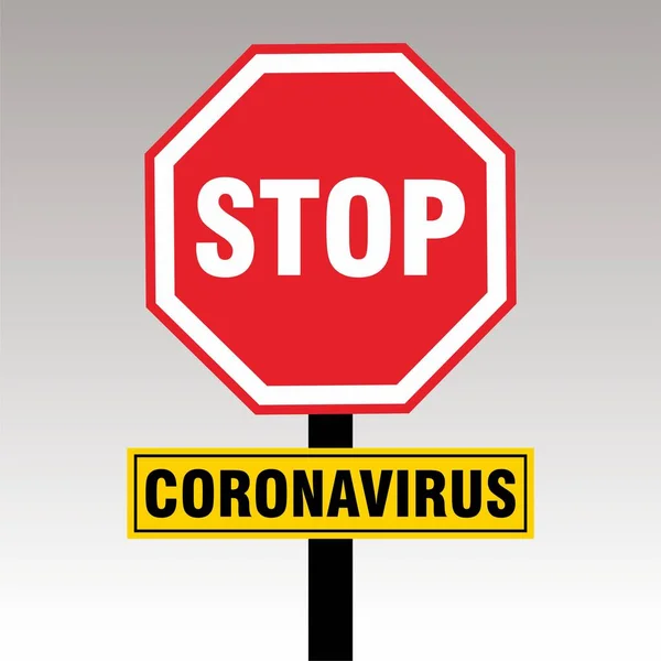 Stop Corona Virus Street Sign Illustration Covid Ετικέτα Σχεδιασμός Προτύπου — Διανυσματικό Αρχείο