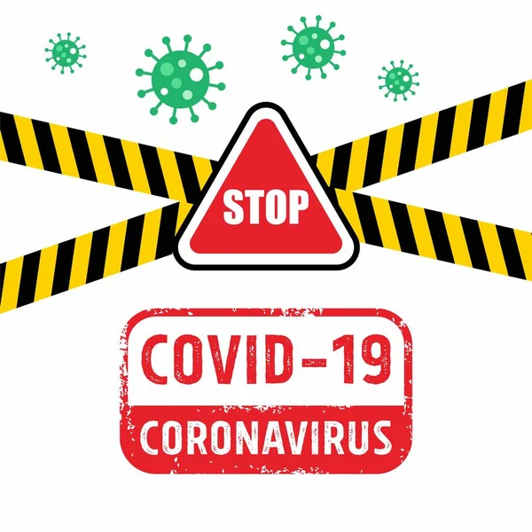 Stop Corona Virus Sign Illustration Covid Stichwort Etikett Plakatdesign Template — Stockvektor