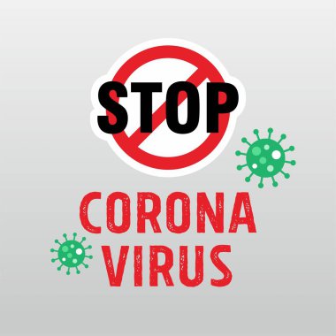 Corona Virüs Kırmızı İşaret Resmini Durdur, Covid-19 Etiket, Etiket, Poster Tasarım Şablonu