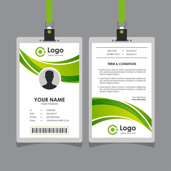 Simple Clean Abstract Stijlvolle Green Wave Card Design Professional Identity — Stockvector