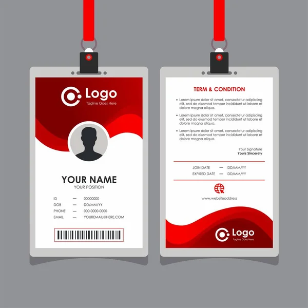 Simples Abstrato Onda Vermelho Gradiente Card Design Professional Identity Card —  Vetores de Stock