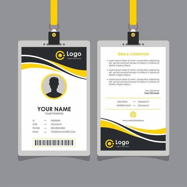 Conception Élégante Simple Carte Identité Vague Avec Couleur Jaune Noire — Image vectorielle