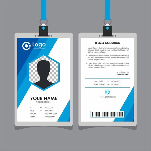 Simple Clean Blue Line Card Design Professional Identity Card Template — стоковый вектор