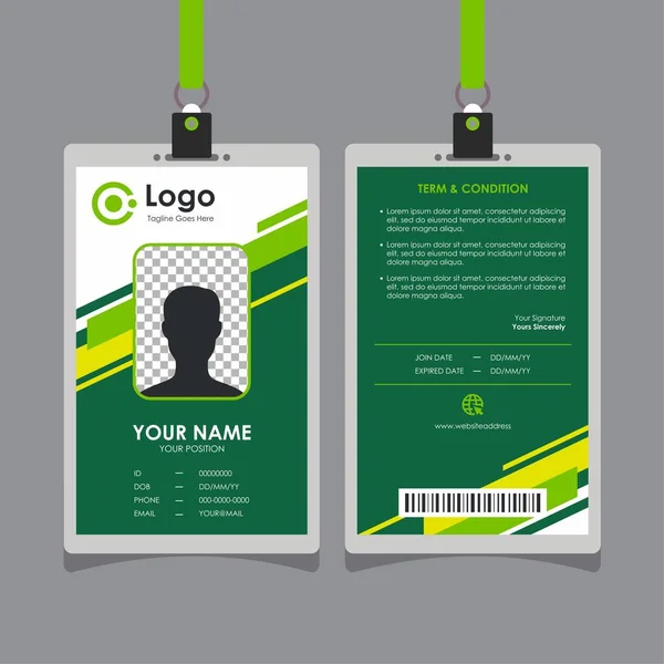 Design Cartão Identidade Verde Amarelo Geométrico Abstrato Simples Vetor Modelo —  Vetores de Stock